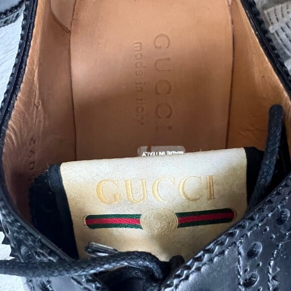 *NEW* GUCCI LACE UP LOAFER NERO SIZE G6 (7M/8.5W) RETAIL $1,200 IN BOX - Picture 2 of 8
